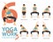 9 Yoga poses for Yoga at home in concept of fix bad posture in flat design. Woman is doing exercise for body stretching. Vector.