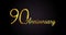 90 anniversary logo concept. 90th years birthday icon. Isolated golden numbers on black background. Vector illustration