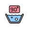 90 degree washing icon. Simple color with outline vector elements of laundry icons for ui and ux, website or mobile application