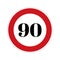 90 speed sign board, road side sign board for control speed