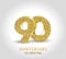 90 - year anniversary banner. 90th anniversary 3d logo with gold elements.