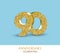 90th anniversary card template with 3d gold colored elements. Can be used with any background.