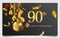 90th years anniversary design for greeting cards and invitation, with balloon, confetti and gift box, elegant design with gold and
