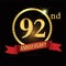 92nd golden anniversary logo with shiny ring red ribbon