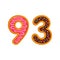 93 number sweet glazed doughnut vector illustration