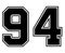 94 Classic Vintage Sport Jersey Number in black number on white background for american football, baseball or basketball