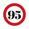 95 kmph or mph speed limit sign icon. Road side speed indicator safety element