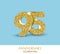 95th anniversary card template with 3d gold colored elements. Can be used with any background.