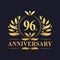 96th Anniversary Design, luxurious golden color 96 years Anniversary logo.