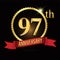 97th golden anniversary logo with shiny ring red ribbon