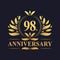 98th Anniversary Design, luxurious golden color 98 years Anniversary logo.