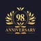 98th Anniversary Design, luxurious golden color 98 years Anniversary logo