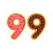 99 number sweet glazed doughnut vector illustration