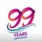 99th Years Anniversary celebration logo, birthday vector design
