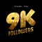 9k gold internet follower number thank you card