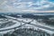 A1 motorway in Silesia in Poland in winter from a bird\'s eye view, the last communication junction in Poland in Gorzyczki