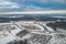 A1 motorway in Silesia in Poland in winter from a bird\'s eye view, the last communication junction in Poland in Gorzyczki