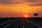A2 Highway in Romania at sunset