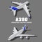 A380, Large passenger Airplane 3d isometric illustration. Flat high quality transport. Vehicles designed to carry numbers of pa