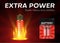 AA batteries extra power promo advertising banner realistic vector super heavy duty battery