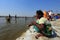 AA devotee takes bath in the river during the Kumbh Mela
