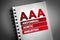 AAA - Abdominal Aortic Aneurysm acronym