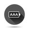 AAA battery icon in flat style. Power level vector illustration on black round background with long shadow effect. Lithium