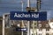 Aachen central station sign in germany