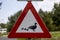 AADORP, NETHERLANDS - Sep 07, 2020: Dutch ducklis traffic sign on the side of the road