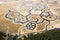 Aaerial view of signs in Engure lake birds nesting area, Latvia