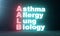 AALB - Asthma Allergy Lung Biology acronym. Neon shine text. 3D Render
