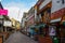 AALBORG, DENMARK - OCTOBER 19, 2019: Beautiful street with houses in the center of the old town