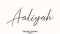 Aaliyah Woman\\\'s Name. Typescript Handwritten Lettering Calligraphy Text