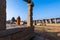 Aancient bazaar street group monuments at Hampi, Karnataka, India