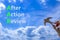AAR After action review symbol. Concept words AAR After action review on beautiful blue sky clouds background. Wooden bird.