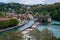 Aarau Aare river island view from Bern city Bridge sunny day