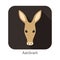 Aardvark cartoon face, flat icon design, vector illustration