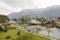 Aare river and Alps in Interlaken