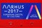 Aarhus 2017 sign on a bus announcing Aarhus European Capital of Culture in 2017