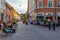 Aarhus, Denmark, June 14, 2022: Sunset view of a street in centr