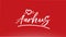 aarhus white city hand written text with heart logo on red background