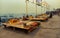 Aarti ceremony Ganga Ghat people at holy ghats among ancient hindu temples in early morning in Varanasi Evening at Banaras Ghat