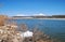 Abajo Mountains and winter lake in Utah