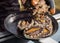 Abalones and grilled turban shells fresh for sales, collected from female divers at Jeju, South Korea