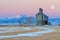 Abandon Grain Mill at Sunrise along the Mountain Range