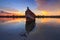 Abandon Old wreck on the shore , Borneo , Old fishing boat