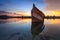 Abandon Old wreck on the shore , Borneo , Old fishing boat