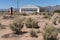 Abandoned aircraft hangar in the desert