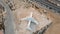 Abandoned airplane in the desert of Umm Al Quwain emirate of the