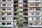 Abandoned appartement flat with trash on the balconies, Beirut Lebanon